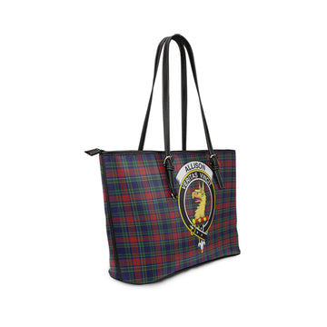 Allison Red Tartan Leather Tote Bag with Family Crest
