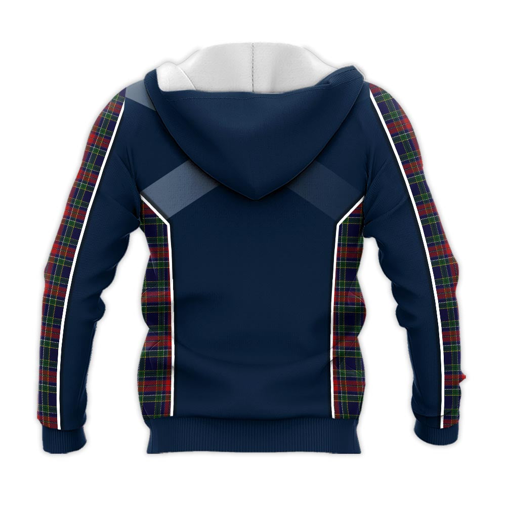 Tartan Vibes Clothing Allison Red Tartan Knitted Hoodie with Family Crest and Scottish Thistle Vibes Sport Style