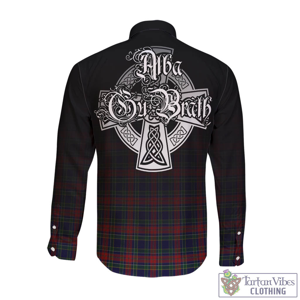 Tartan Vibes Clothing Allison Red Tartan Long Sleeve Button Up Featuring Alba Gu Brath Family Crest Celtic Inspired
