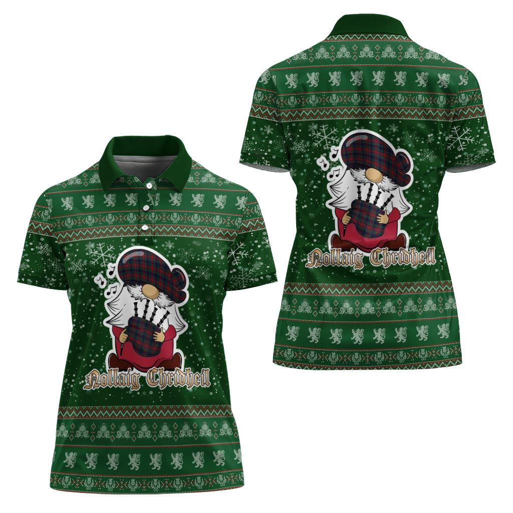 Allison Red Clan Christmas Family Polo Shirt with Funny Gnome Playing Bagpipes - Tartanvibesclothing