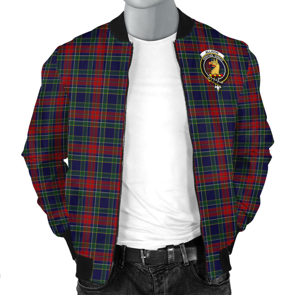 Allison Red Tartan Bomber Jacket with Family Crest - Tartanvibesclothing