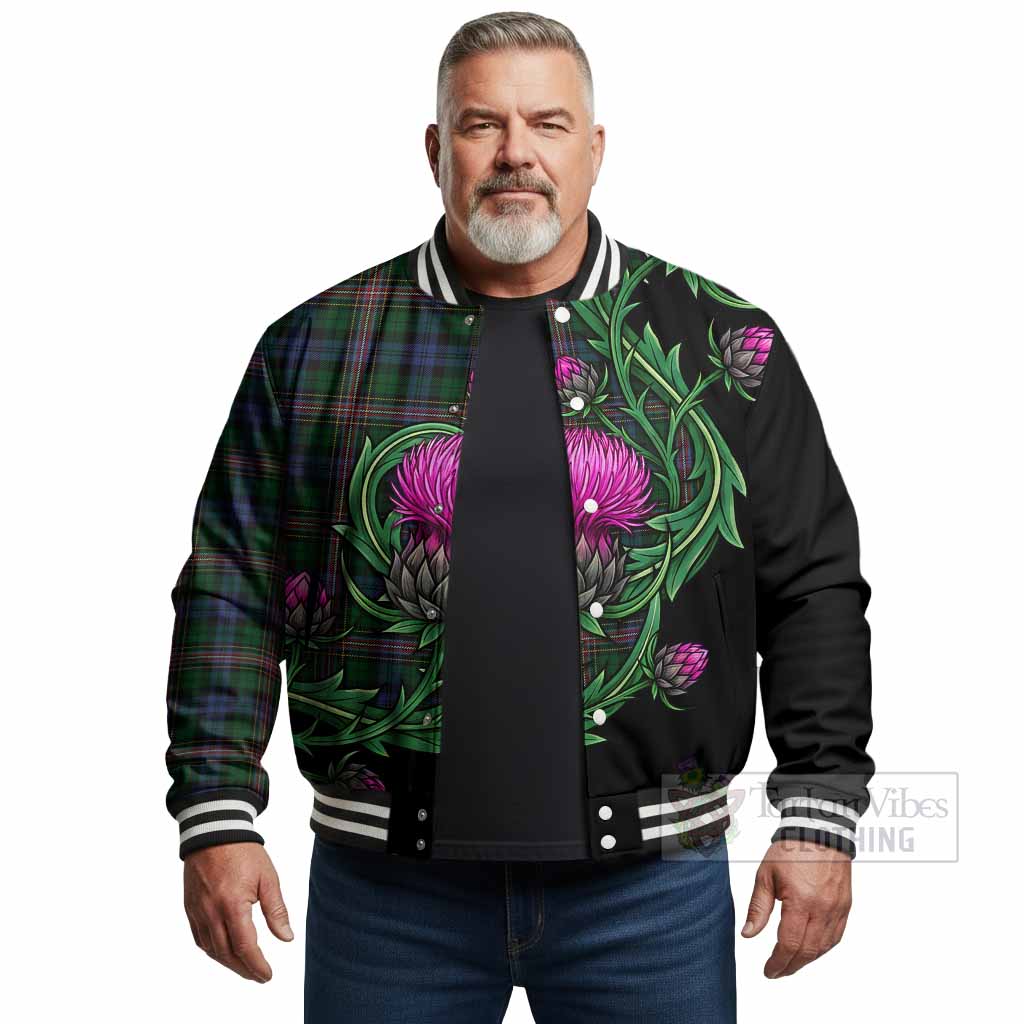 Allison Tartan Baseball Jacket Resilient Scottish Thistle - Tartan Vibes Clothing
