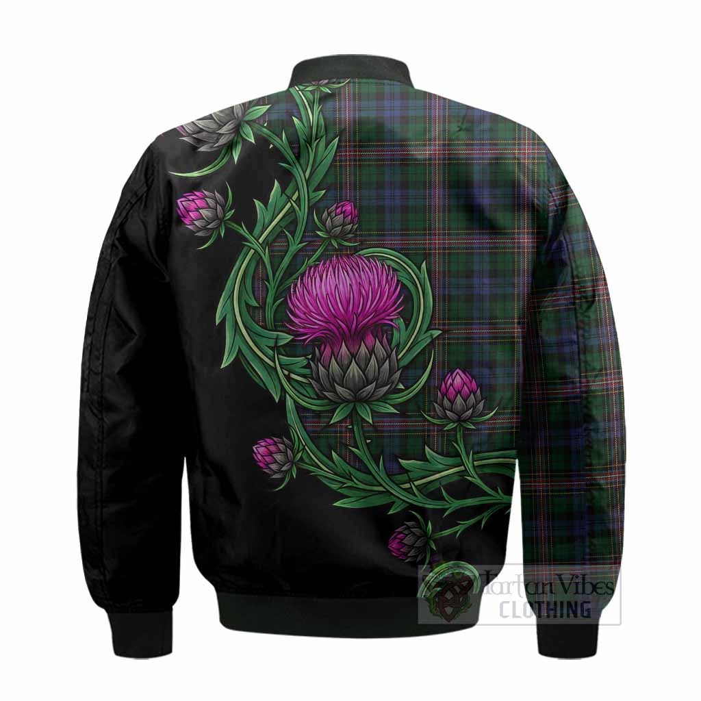 Allison Tartan Bomber Jacket Resilient Scottish Thistle - Tartan Vibes Clothing