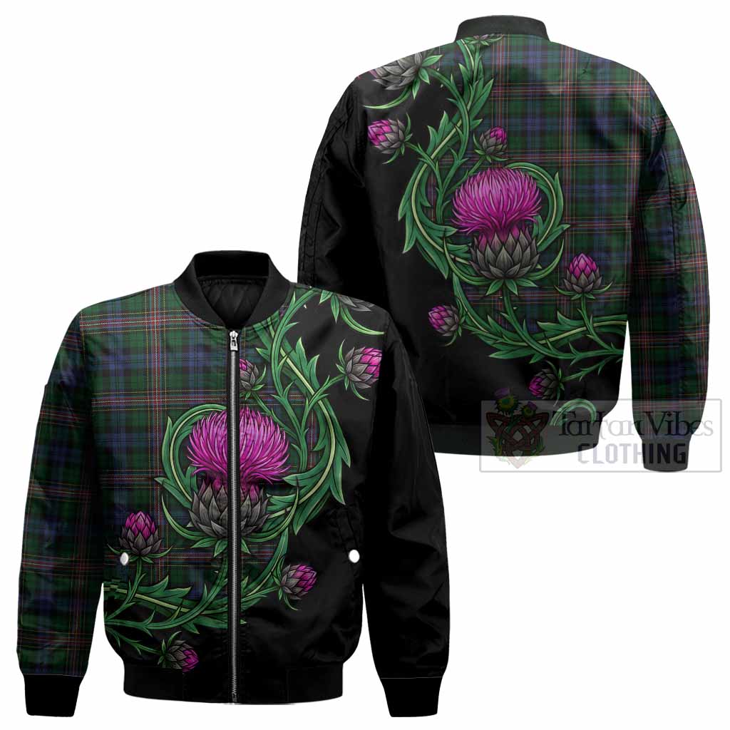 Allison Tartan Bomber Jacket Resilient Scottish Thistle - Tartan Vibes Clothing