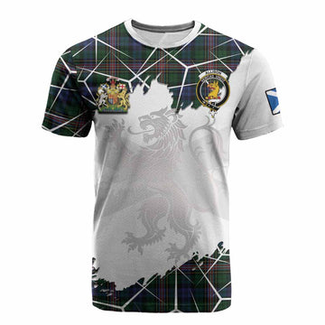 Allison Tartan Cotton T-shirt with Family Crest and Lion Rampant Grunge Style