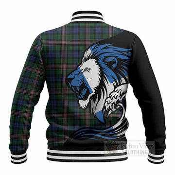 Allison Tartan Crest Baseball Jacket Scottish Golden Lions Wave Flow