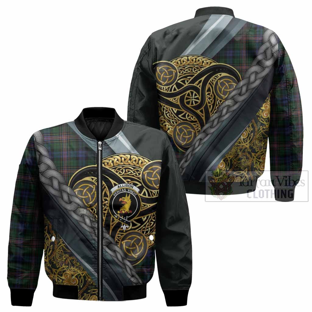 Allison Tartan Crest Bomber Jacket Scottish Triskele Celtic