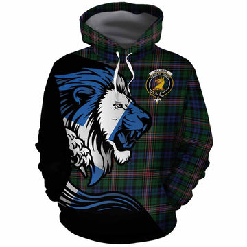 Allison Tartan Crest Cotton Hoodie Scottish Golden Lions Wave Flow