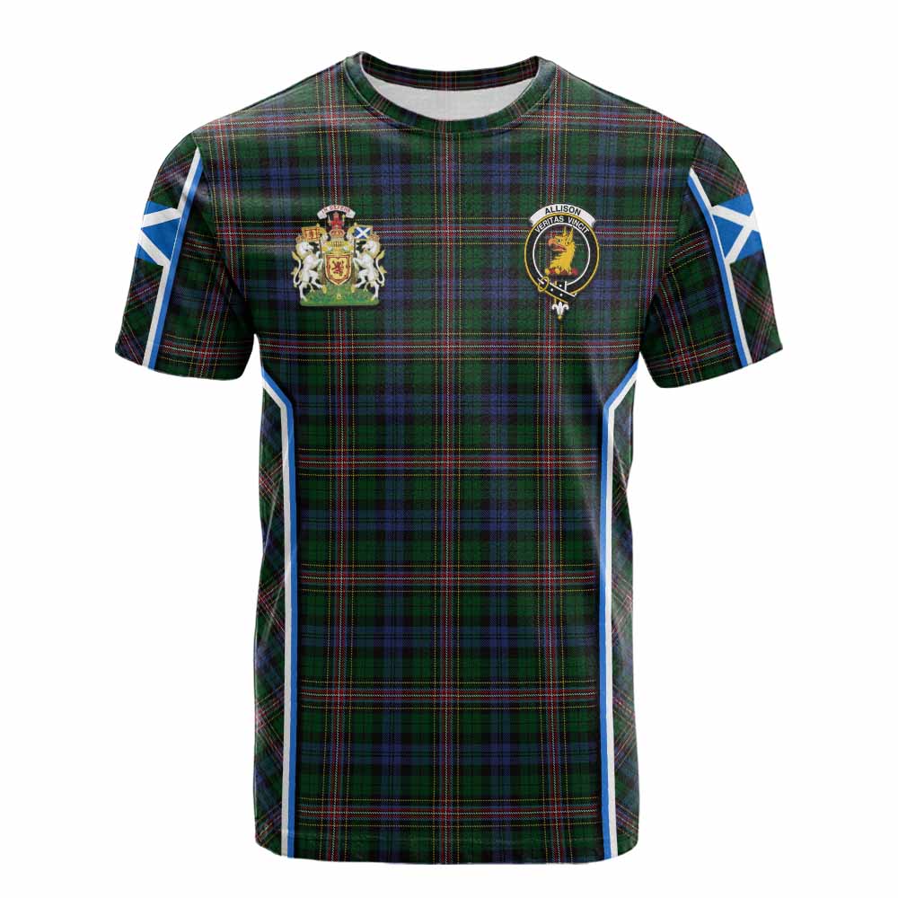 Allison Tartan Crest Cotton T-shirt Scotland Coat of Arm Flag Style - Tartan Vibes Clothing