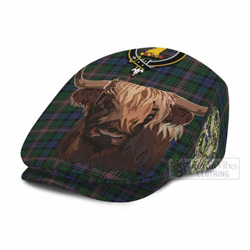Allison Tartan Crest Flat Cap, Jeff Cap Scotland Heilan Coo Tartan Seamless Style