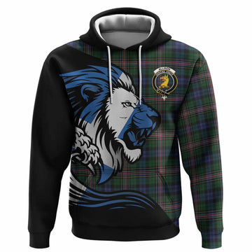 Allison Tartan Crest Hoodie Scottish Golden Lions Wave Flow