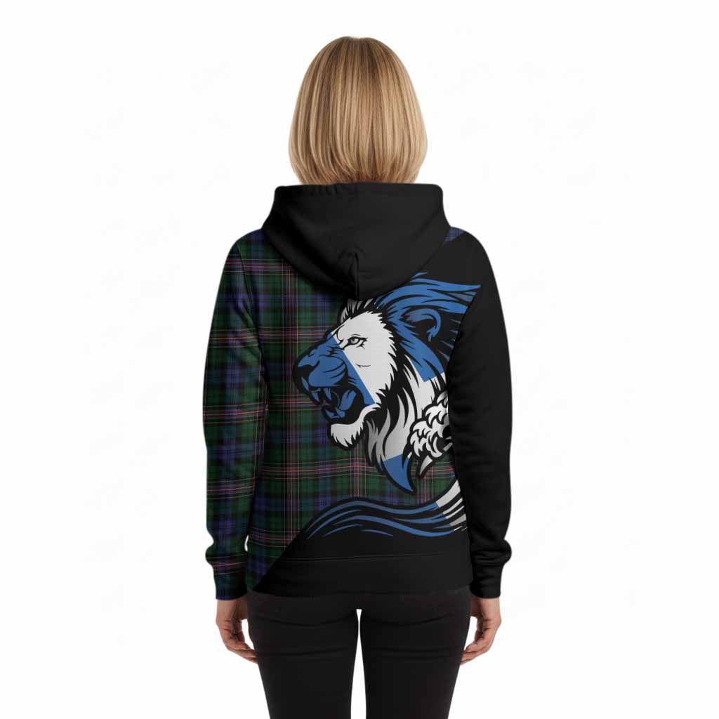 Allison Tartan Crest Hoodie Scottish Golden Lions Wave Flow