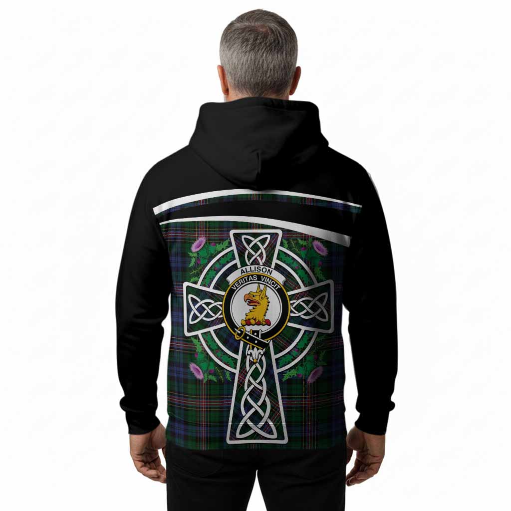Allison Tartan Crest Hoodie Scottish Thistle Celtic Cross Alba Gu Brath