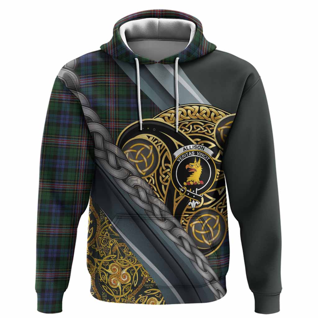 Allison Tartan Crest Hoodie Scottish Triskele Celtic