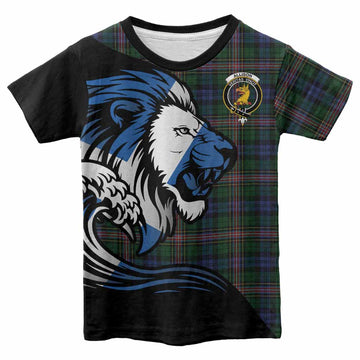 Allison Tartan Crest Kid T-shirt Scottish Golden Lions Wave Flow