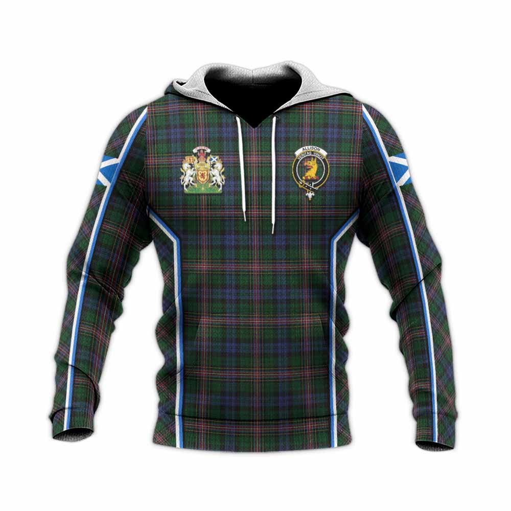 Allison Tartan Crest Knitted Hoodie Scotland Coat of Arm Flag Style - Tartan Vibes Clothing