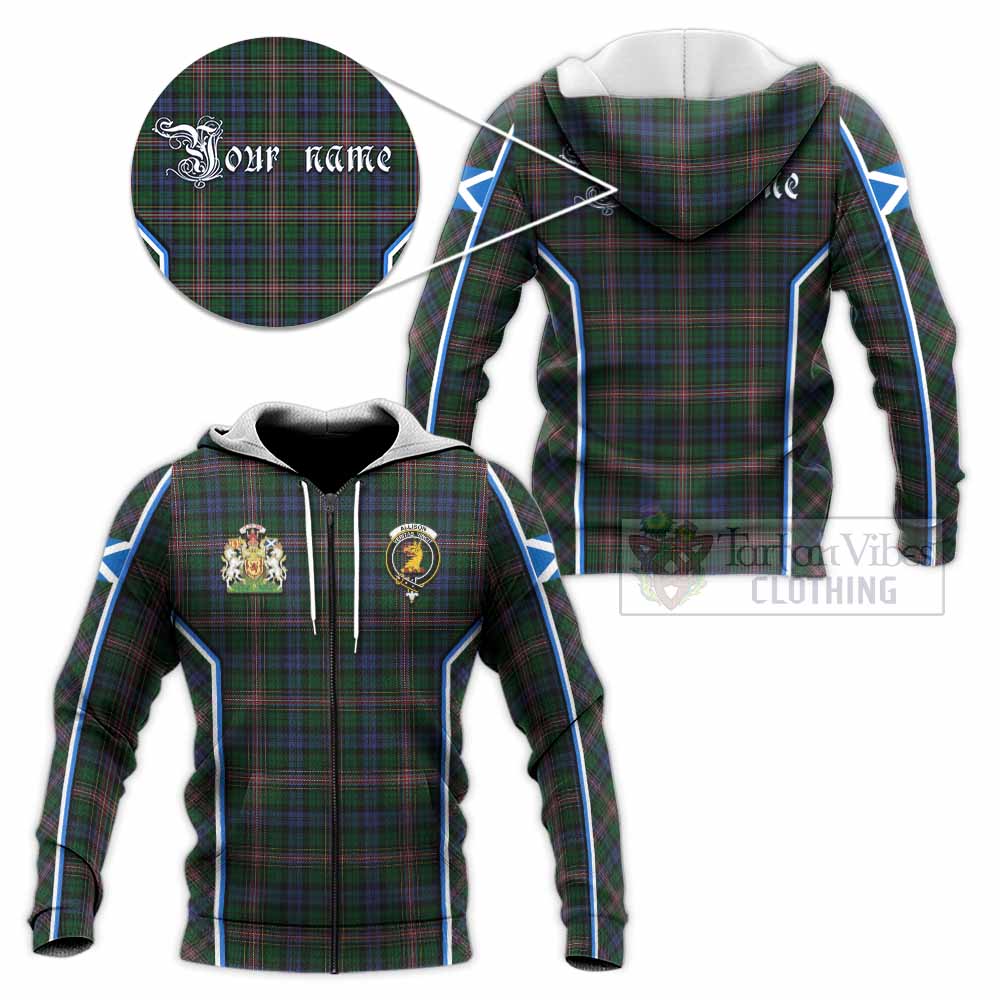 Allison Tartan Crest Knitted Hoodie Scotland Coat of Arm Flag Style - Tartan Vibes Clothing