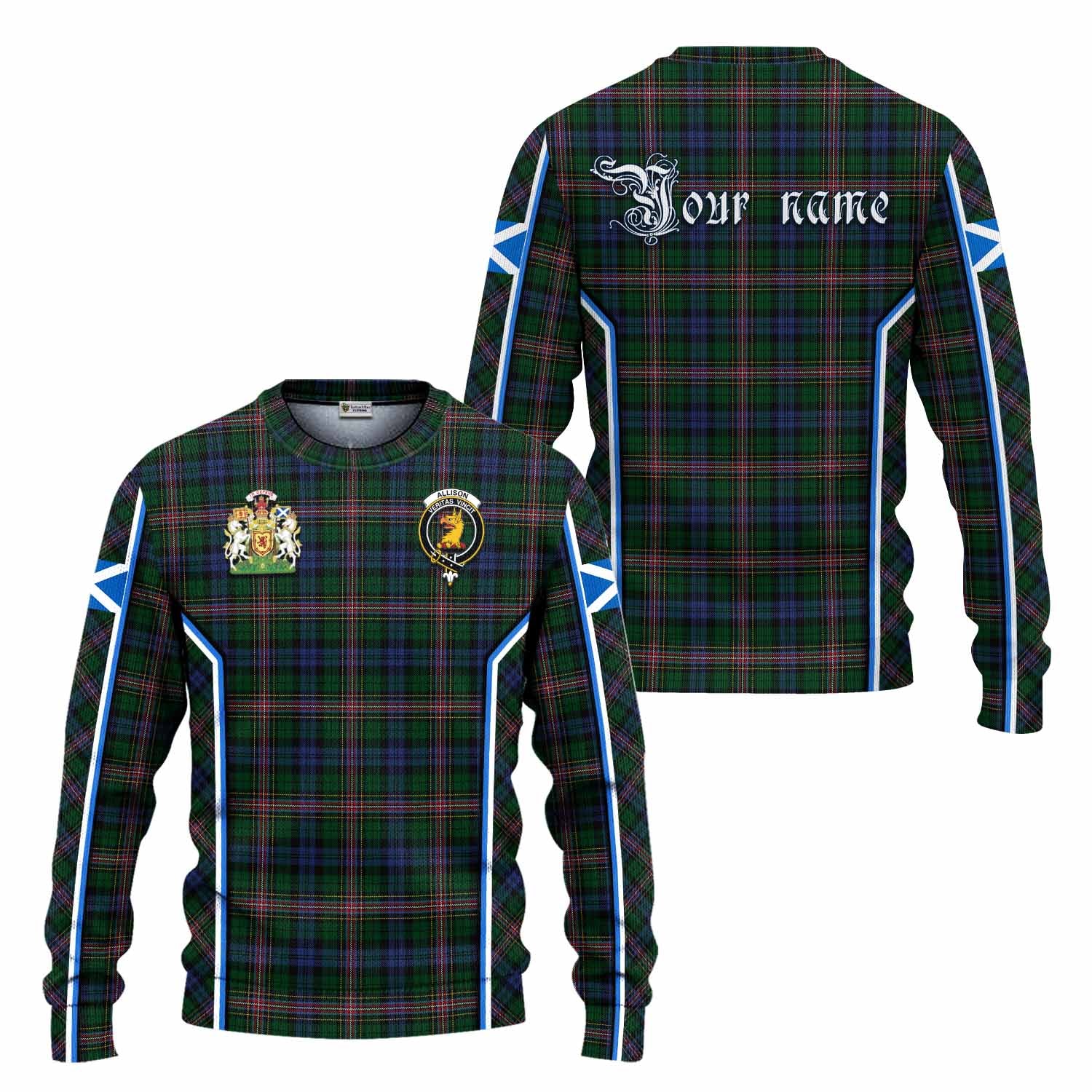 Allison Tartan Crest Knitted Sweater Scotland Coat of Arm Flag Style - Tartan Vibes Clothing