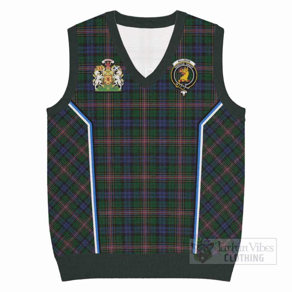 Allison Tartan Crest Knitted V-Neck Vest Scotland Coat of Arm Flag Style - Tartan Vibes Clothing