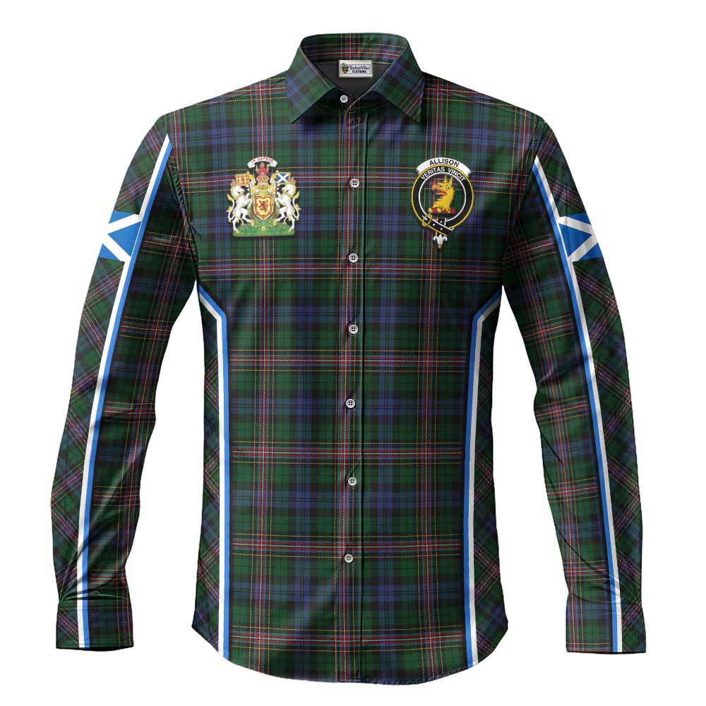 Allison Tartan Crest Long Sleeve Button Shirts Scotland Coat of Arm Flag Style - Tartan Vibes Clothing