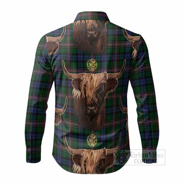 Allison Tartan Crest Long Sleeve Button Shirts Scotland Heilan Coo Tartan Seamless Style