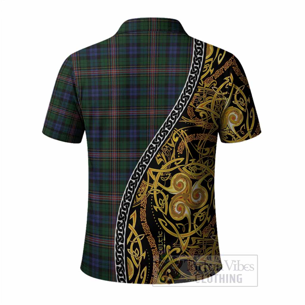 Allison Tartan Crest Polo Shirt Celtic Knot and Triple Trickle Spiral Symbols