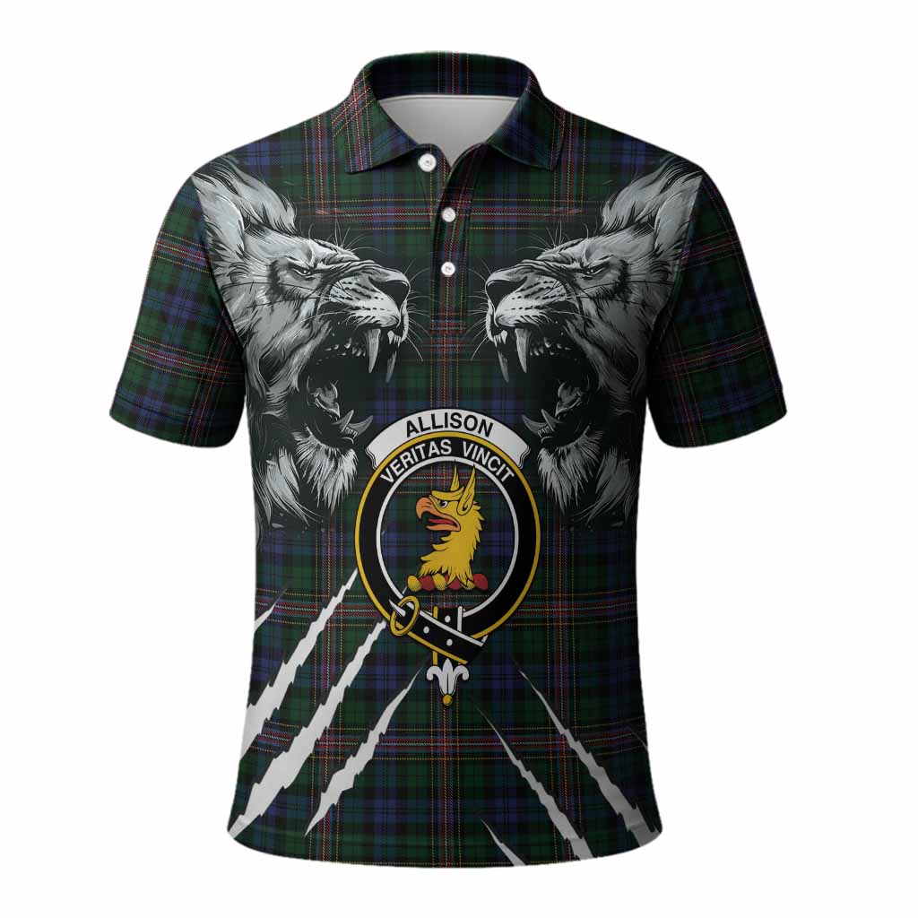 Allison Tartan Crest Polo Shirt Ferocious Lion Style
