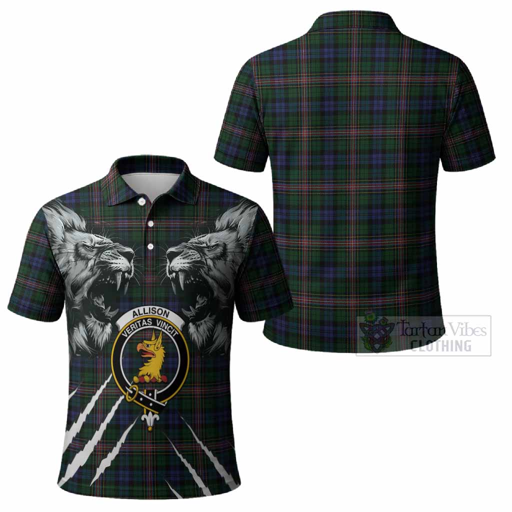 Allison Tartan Crest Polo Shirt Ferocious Lion Style