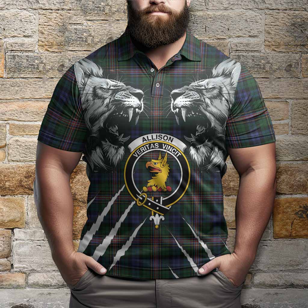 Allison Tartan Crest Polo Shirt Ferocious Lion Style