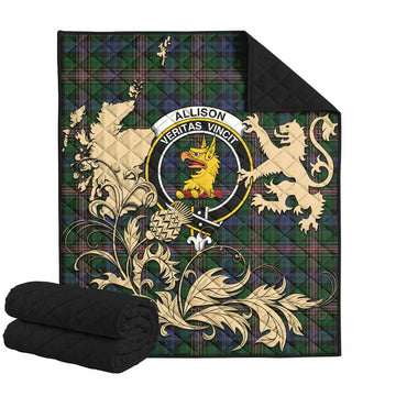 Allison Tartan Crest Premium Quilt with Scottish Iconic Symbols 