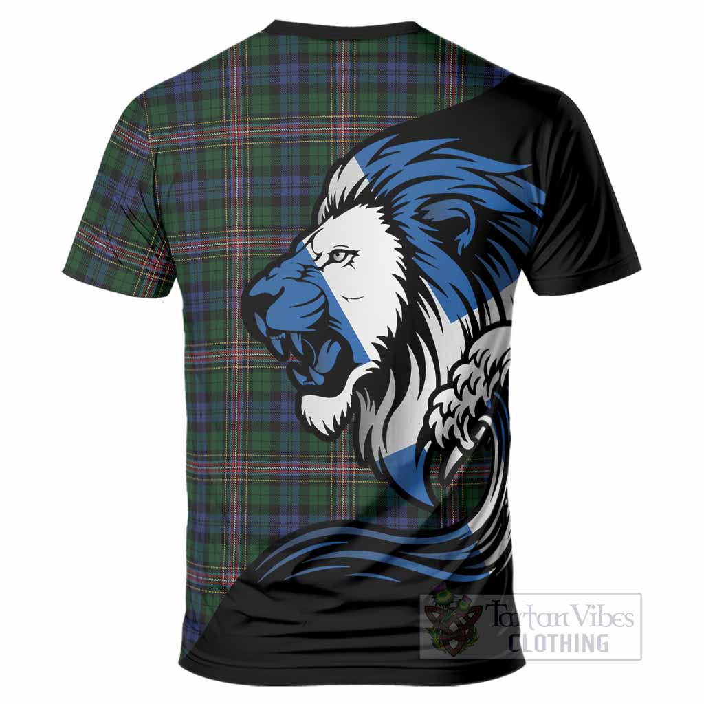 Allison Tartan Crest T-Shirt Scottish Golden Lions Wave Flow