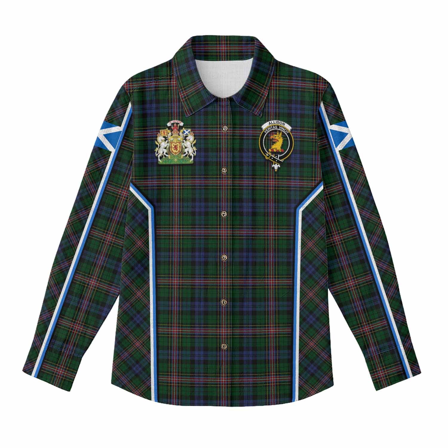 Allison Tartan Crest Women Casual Shirt Scotland Coat of Arm Flag Style - Tartan Vibes Clothing
