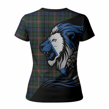 Allison Tartan Crest Women T shirt Scottish Golden Lions Wave Flow