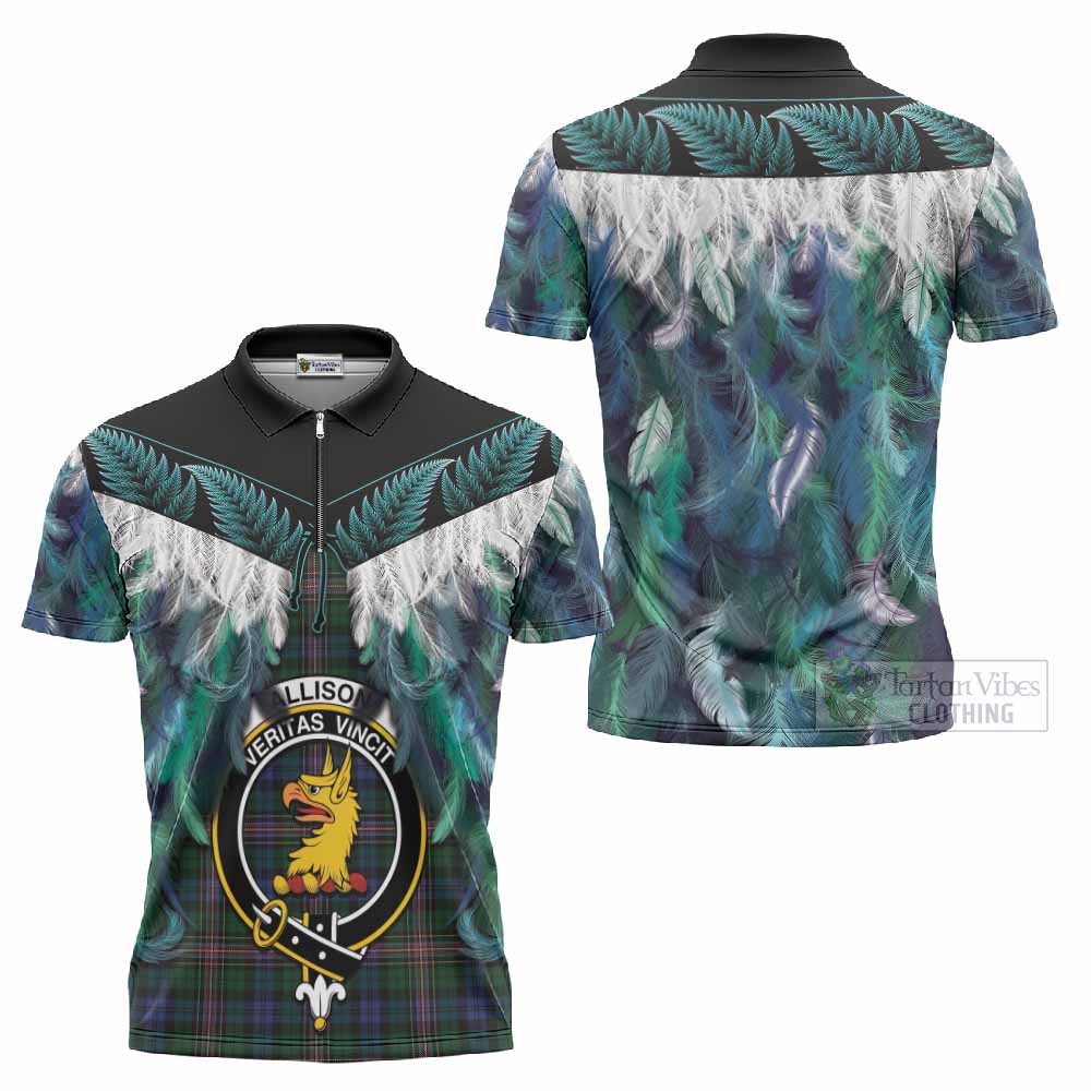 Allison Tartan Crest Zipper Polo Shirt New Zealand Maori Korowai Cloak