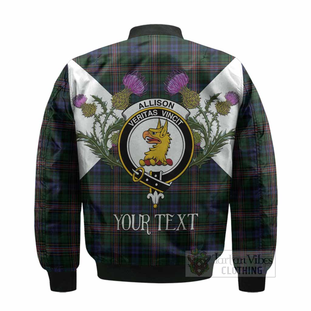 Allison Tartan Family Crest Bomber Jacket Scottish Burns Night Thistle Floral