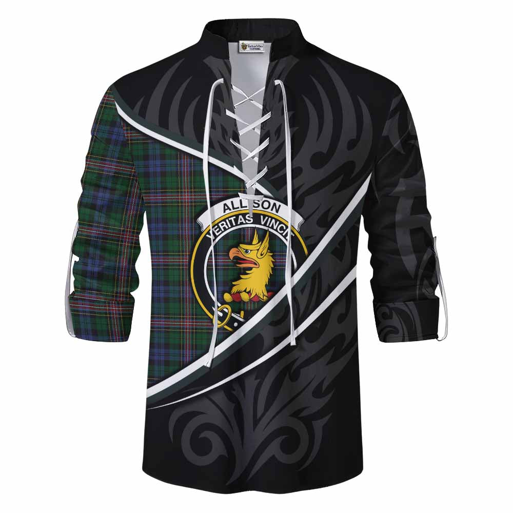 Allison Tartan Family Crest Ghillie Kilt Shirt Celtic Scottish Thistle Floral - Tartan Vibes Clothing