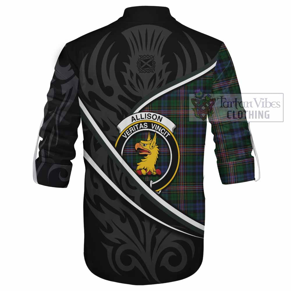 Allison Tartan Family Crest Ghillie Kilt Shirt Celtic Scottish Thistle Floral - Tartan Vibes Clothing