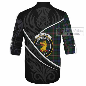 Allison Tartan Family Crest Ghillie Kilt Shirt Celtic Scottish Thistle Floral