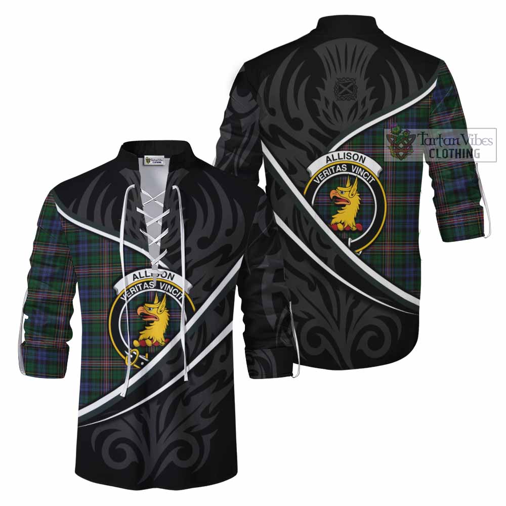Allison Tartan Family Crest Ghillie Kilt Shirt Celtic Scottish Thistle Floral - Tartan Vibes Clothing