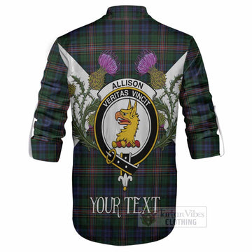 Allison Tartan Family Crest Ghillie Shirt Scottish Burns Night Thistle Floral