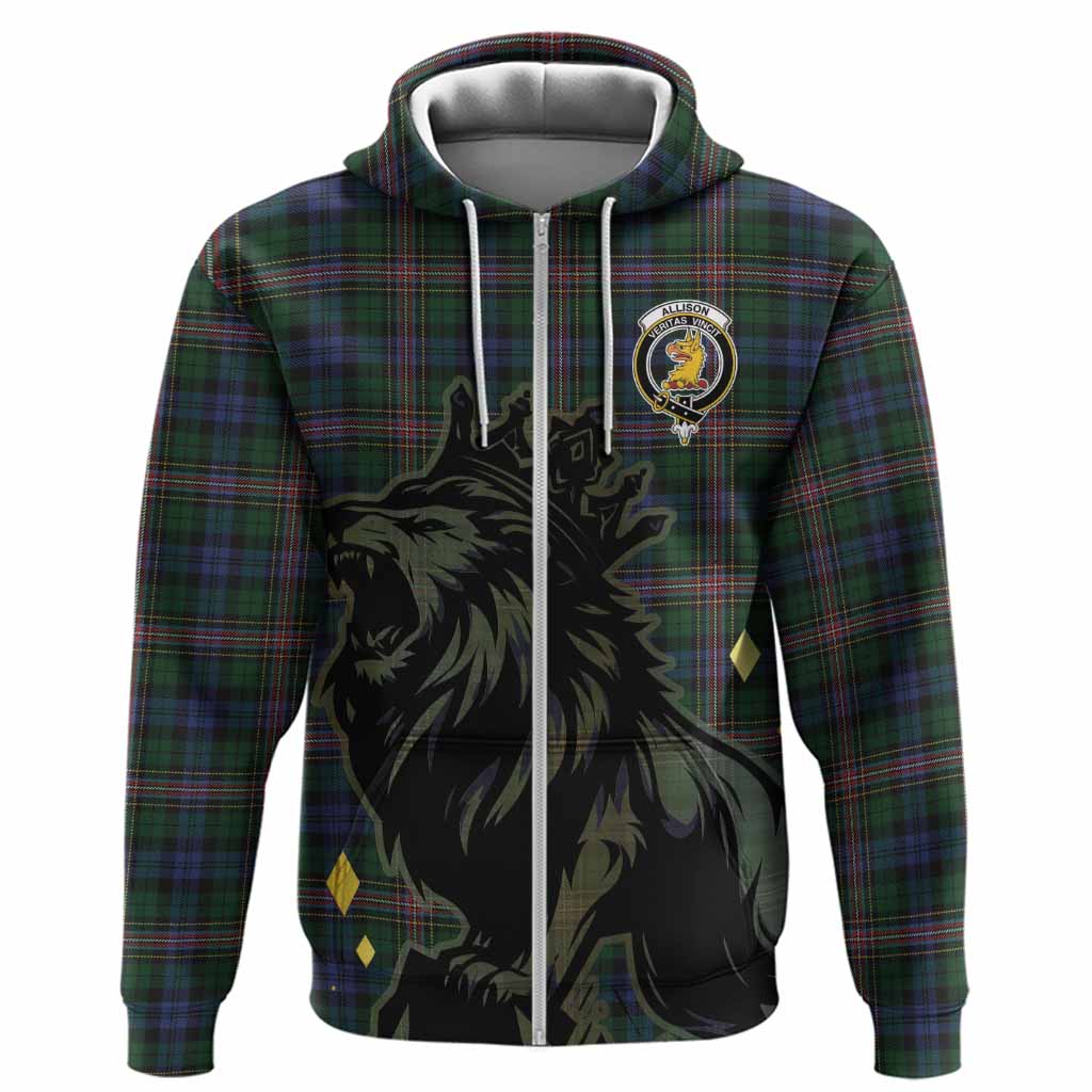 Allison Tartan Family Crest Hoodie Crowned Lion Roaring