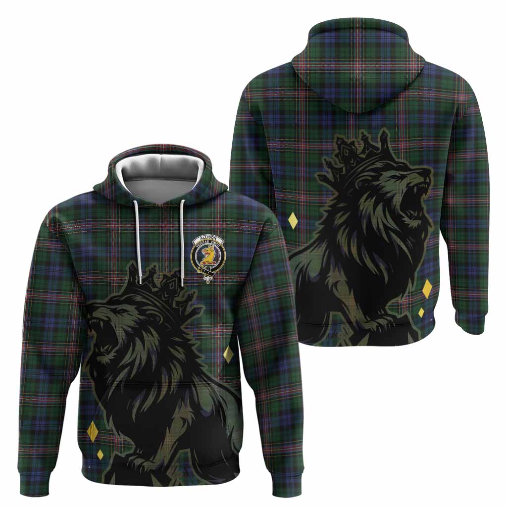 Allison Tartan Family Crest Hoodie Crowned Lion Roaring