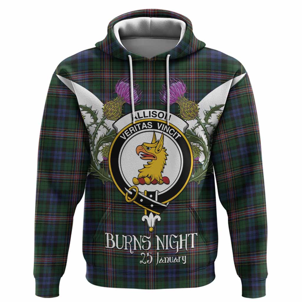 Allison Tartan Family Crest Hoodie Scottish Burns Night Thistle Floral