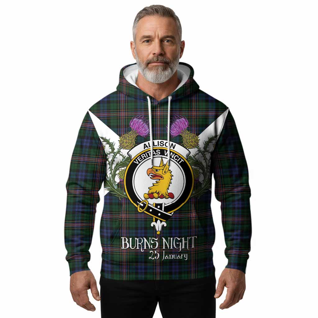 Allison Tartan Family Crest Hoodie Scottish Burns Night Thistle Floral