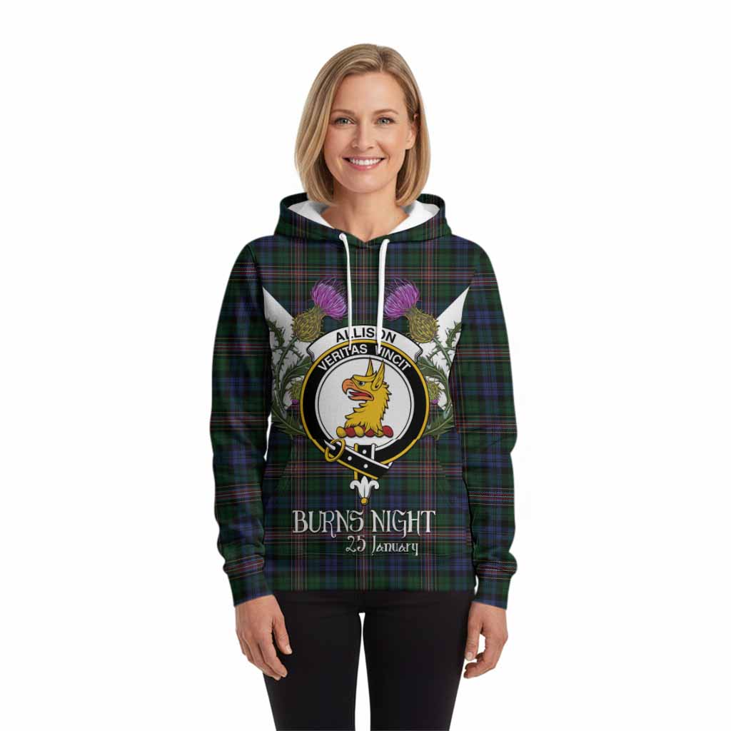 Allison Tartan Family Crest Hoodie Scottish Burns Night Thistle Floral