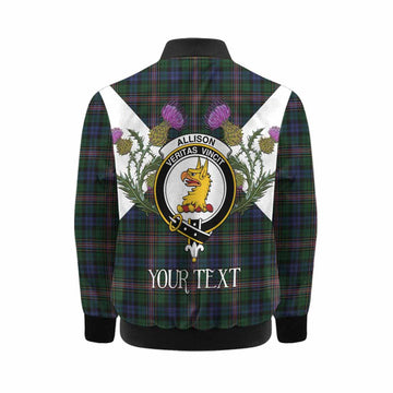 Allison Tartan Family Crest Kid Bomber Jacket Scottish Burns Night Thistle Floral