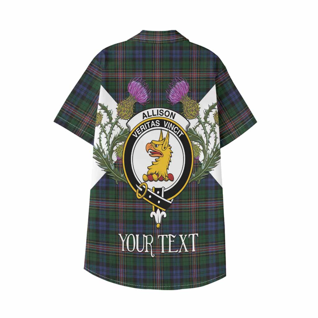 Allison Tartan Family Crest Kid Hawaiian Shirt Scottish Burns Night Thistle Floral