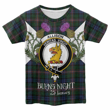 Allison Tartan Family Crest Kid T-shirt Scottish Burns Night Thistle Floral