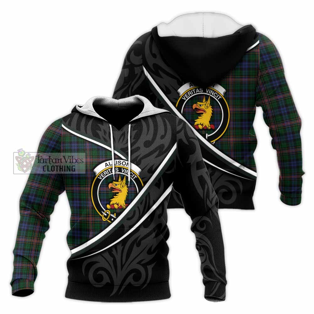 Allison Tartan Family Crest Knitted Hoodie Celtic Scottish Thistle Floral - Tartan Vibes Clothing