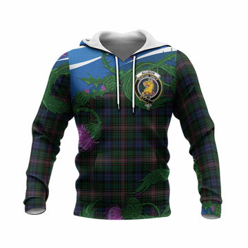 Allison Tartan Family Crest Knitted Hoodie Thistle in Minimalism